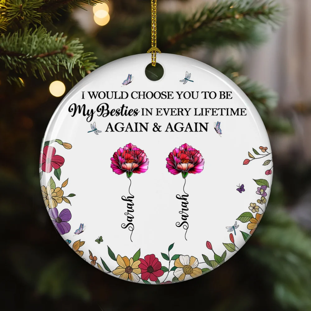 Sisters Bright Together - Personalized Custom Ceramic Ornament - Image 6