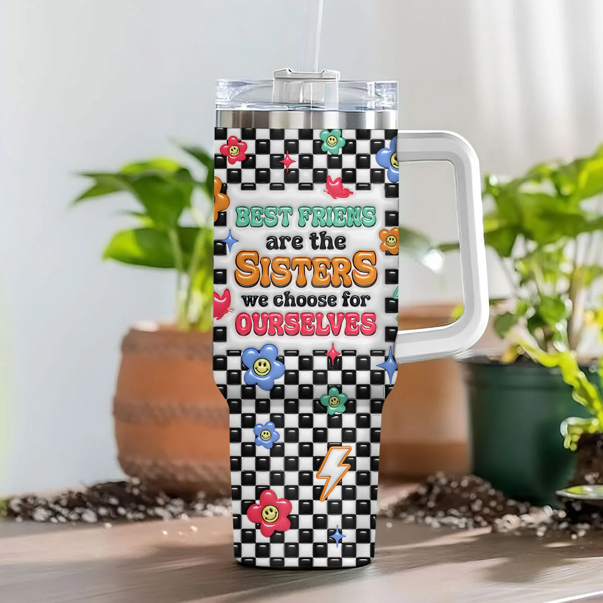 Sisters By Hearts - Personalized Custom 3D Inflated Effect Printed 40 Oz Tumbler - Image 4