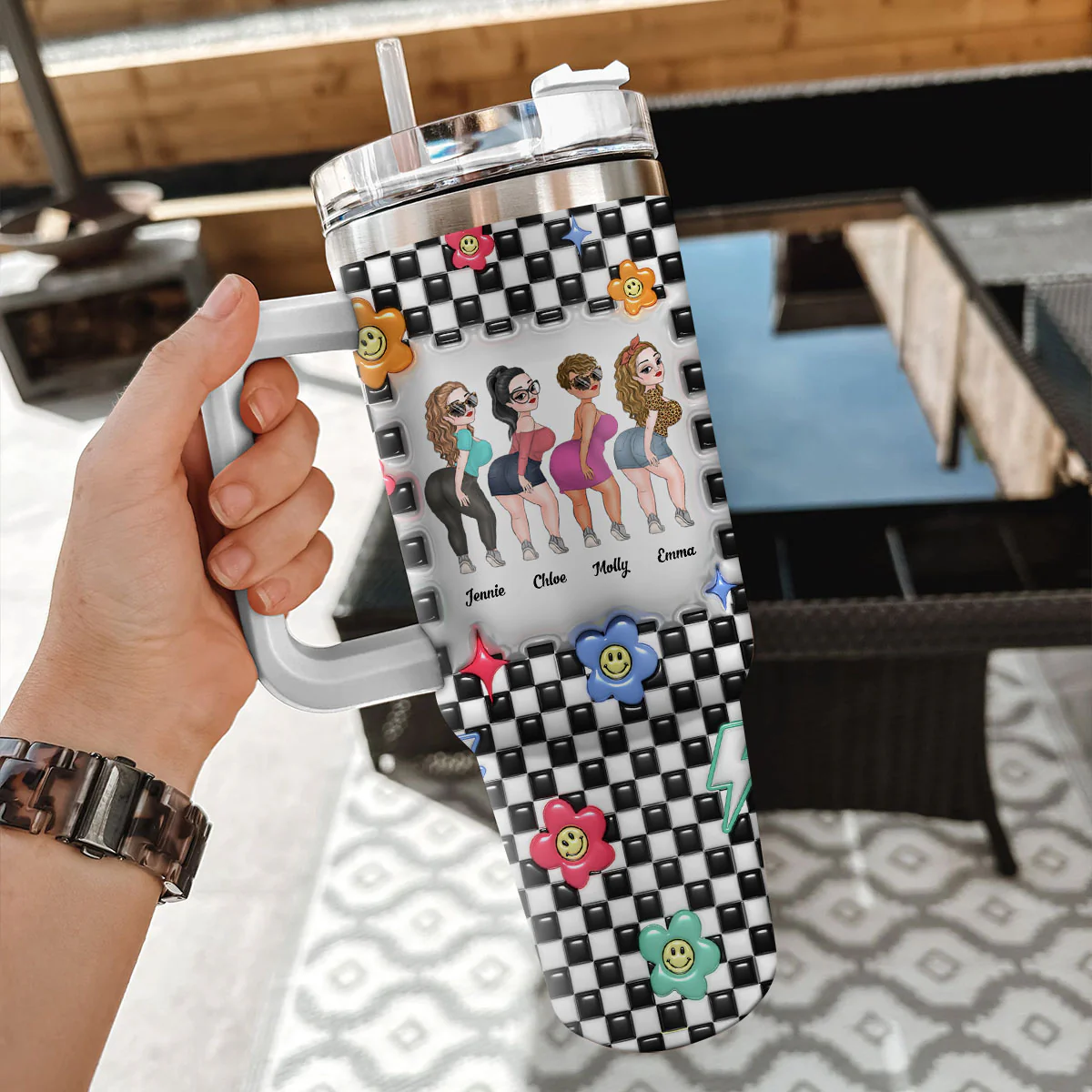 Sisters By Hearts - Personalized Custom 3D Inflated Effect Printed 40 Oz Tumbler - Image 6