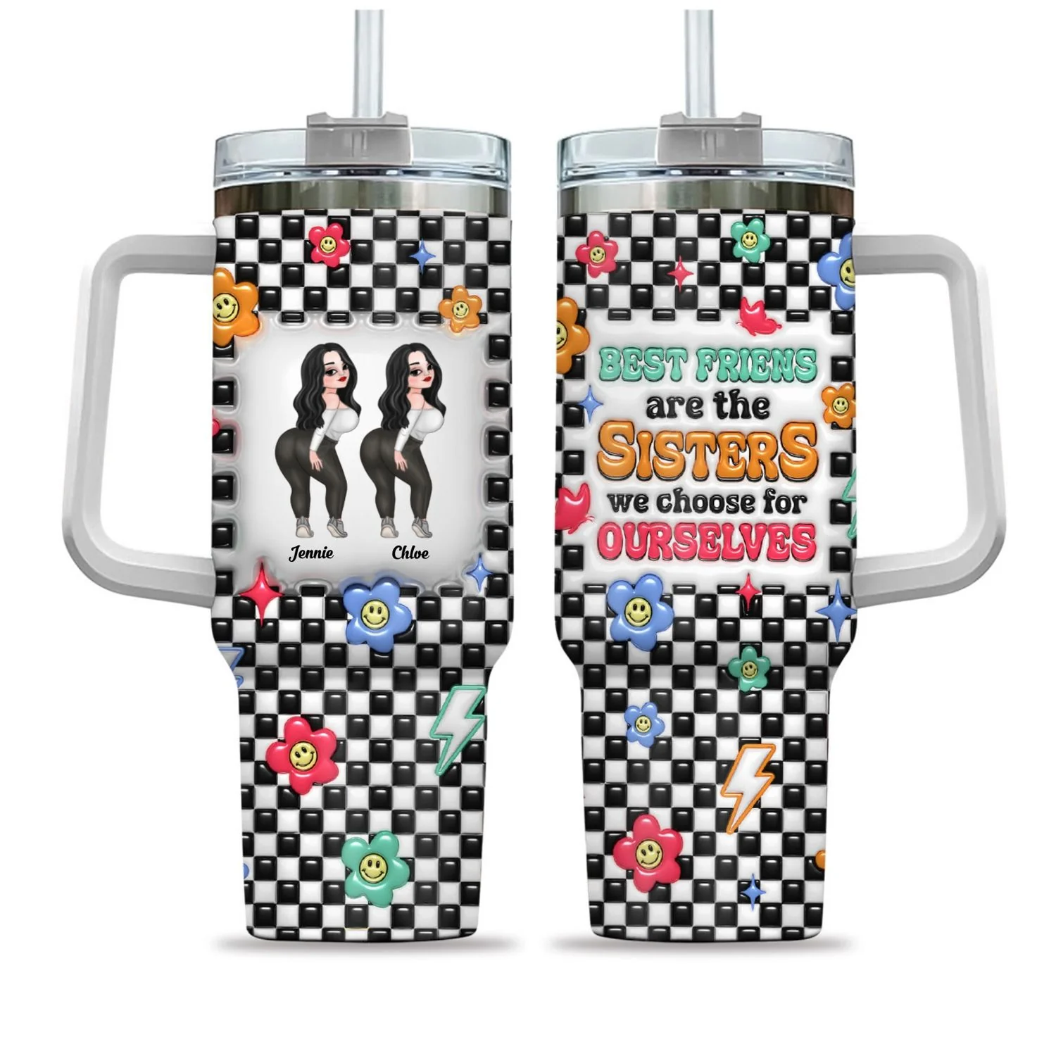 Sisters By Hearts - Personalized Custom 3D Inflated Effect Printed 40 Oz Tumbler - Image 8
