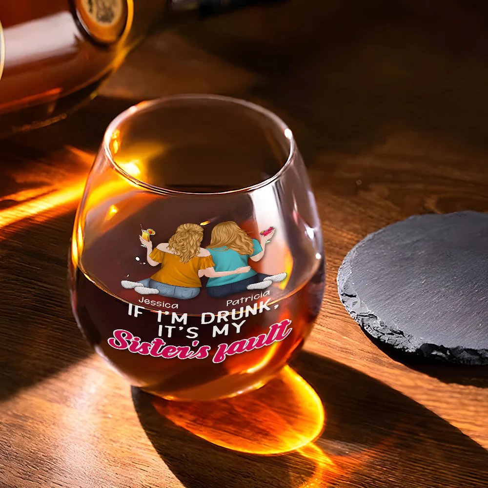 Sisters Fault - Personalized Custom Wine Glass - Image 3