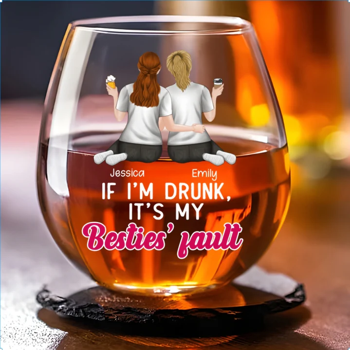 Sisters Fault - Personalized Custom Wine Glass - Image 4