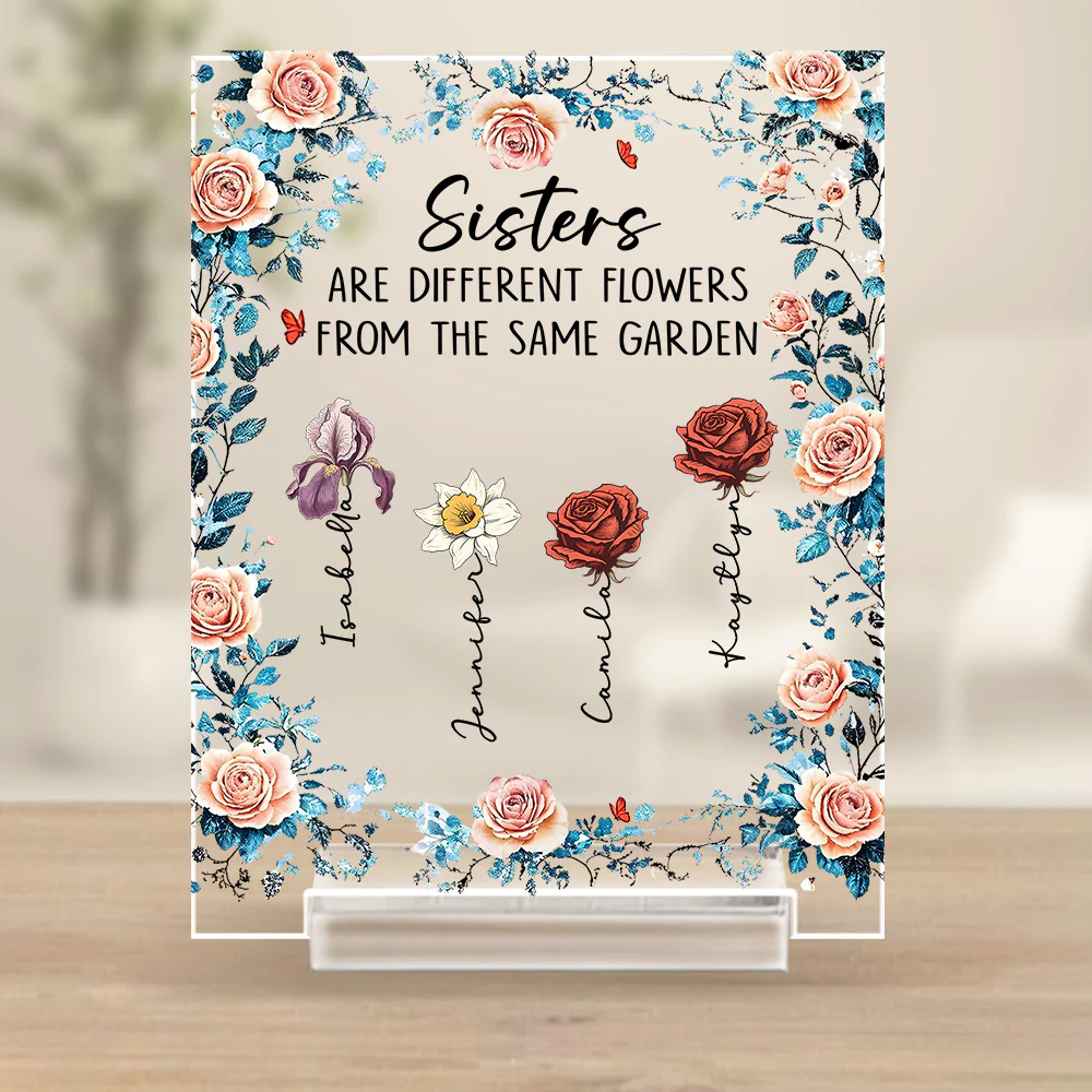 Sisters Fill The World With Beauty - Personalized Custom Acrylic Plaque With Base - Image 3