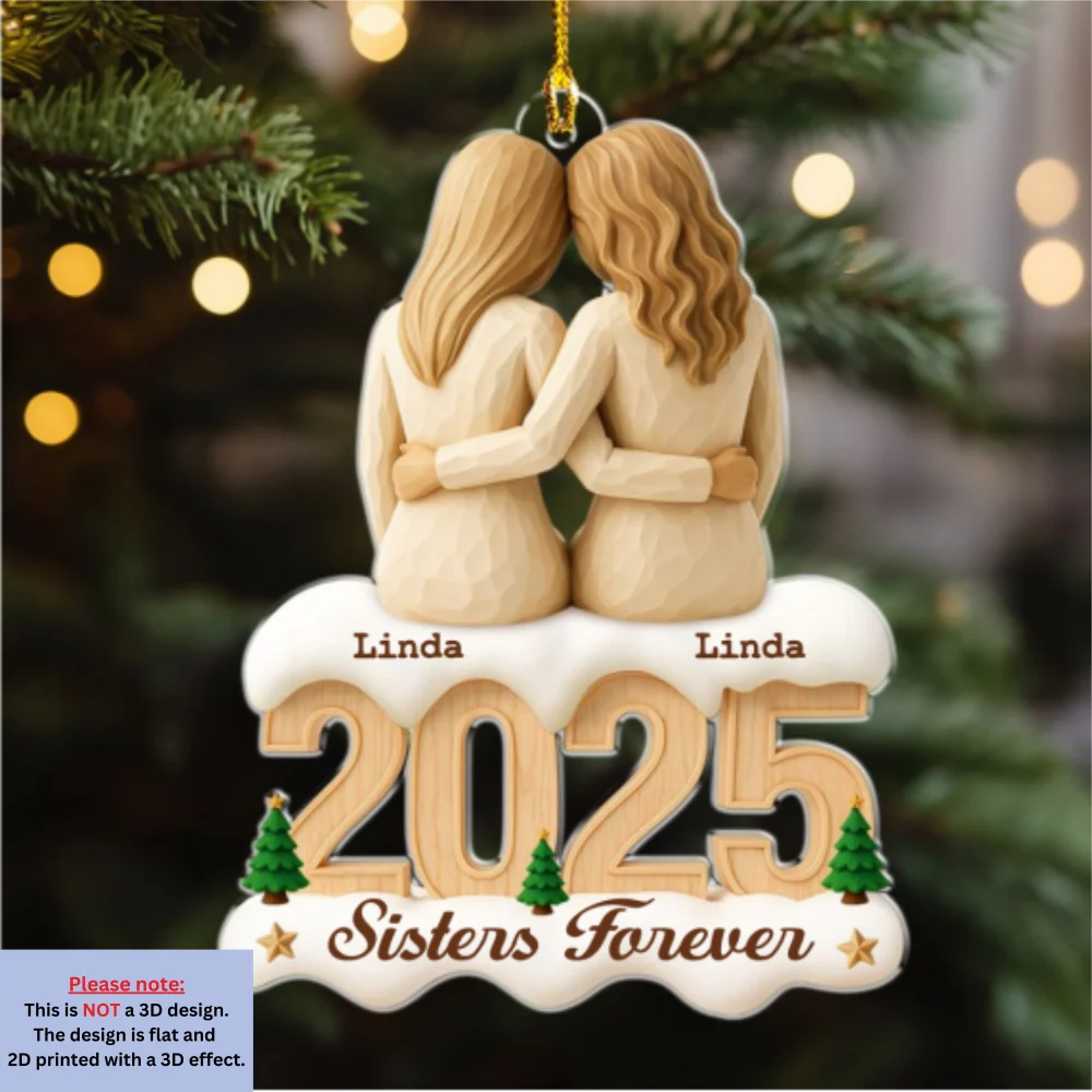 Sisters Forever 2025 - Personalized Custom Acrylic Ornament - Image 8