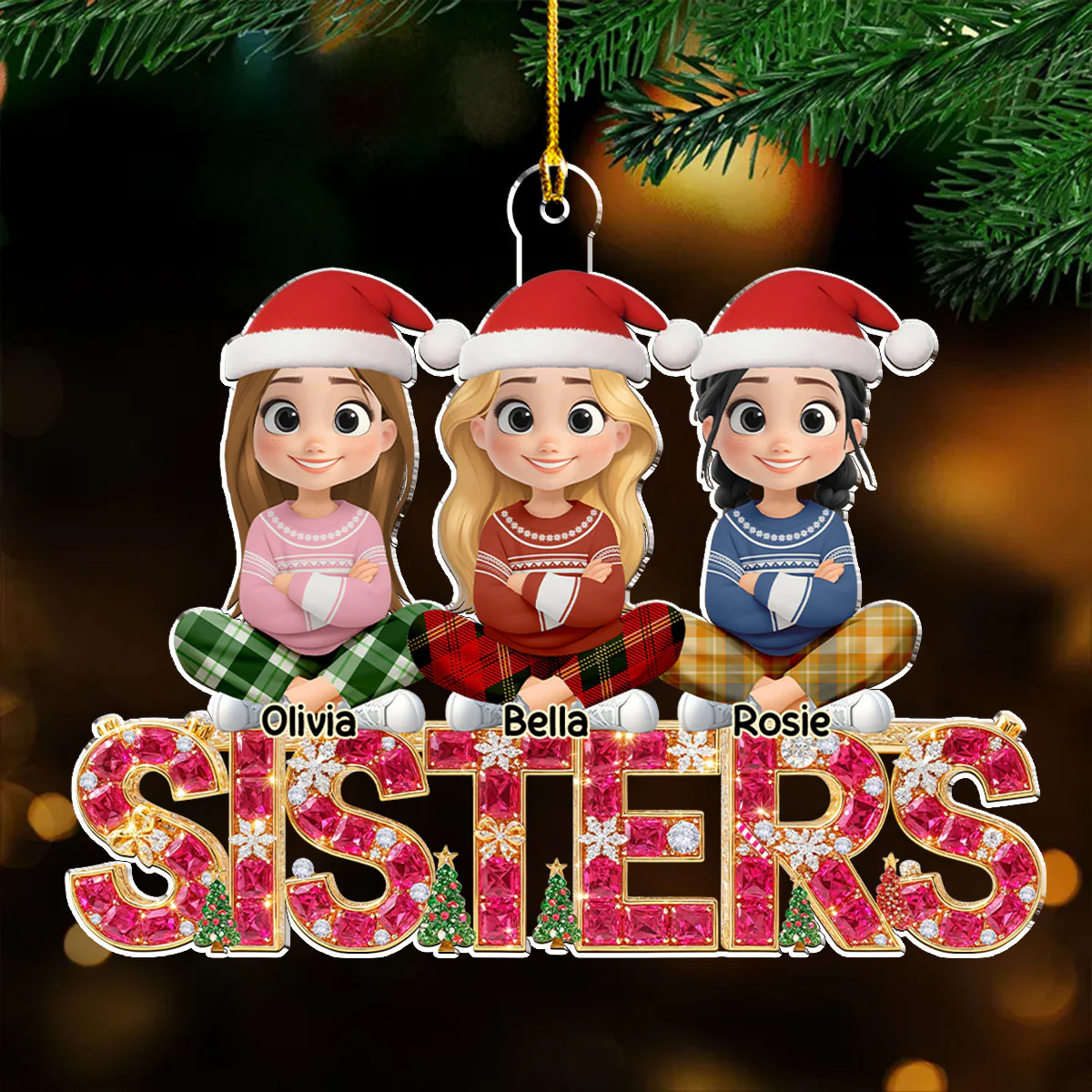 Sisters Forever 2025 - Personalized Custom Acrylic Ornament - Image 4