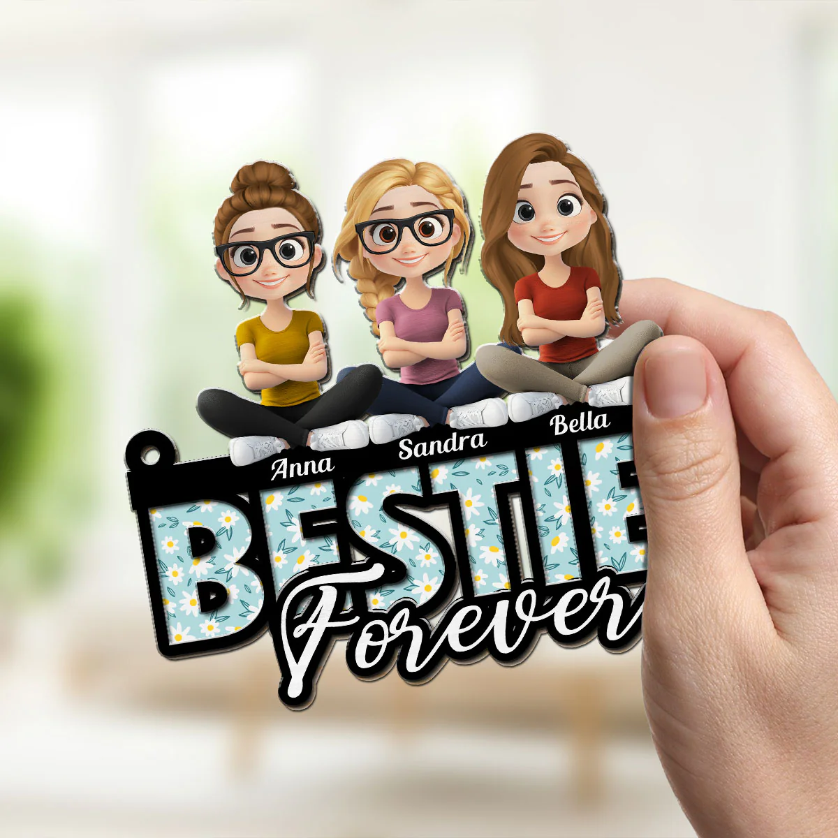 Sisters Forever Love - Personalized Custom Suncatcher - Image 3