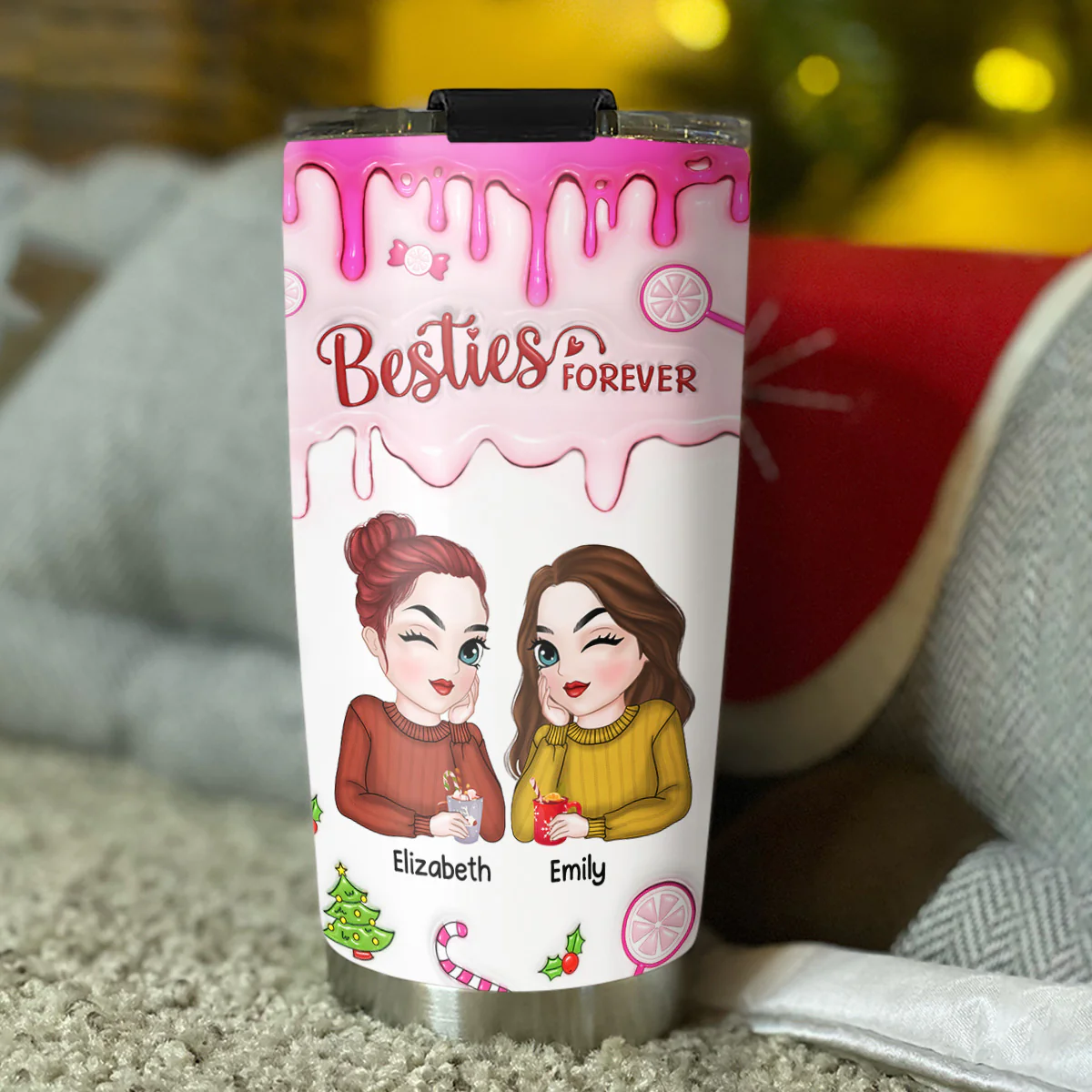 Sisters Forever - Personalized Custom 3D Inflated Effect Tumbler - Image 3