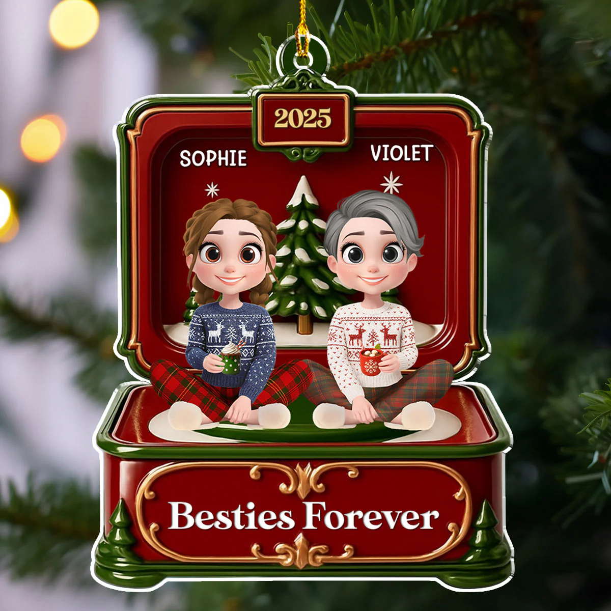 Sisters Forever - Personalized Custom Acrylic Ornament - Image 3
