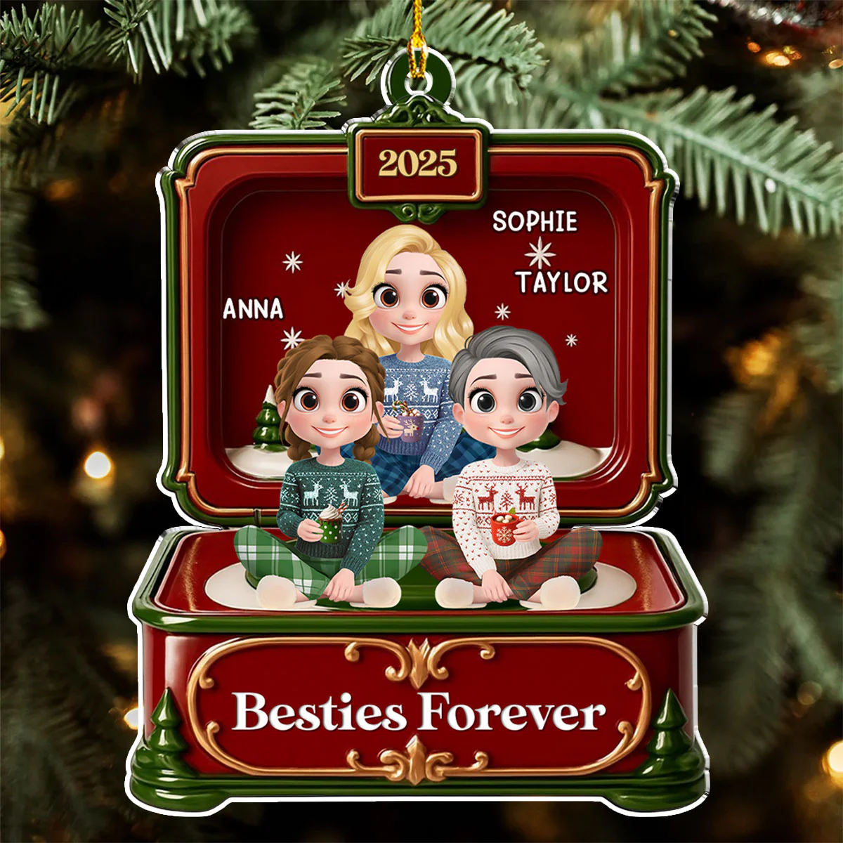 Sisters Forever - Personalized Custom Acrylic Ornament - Image 4