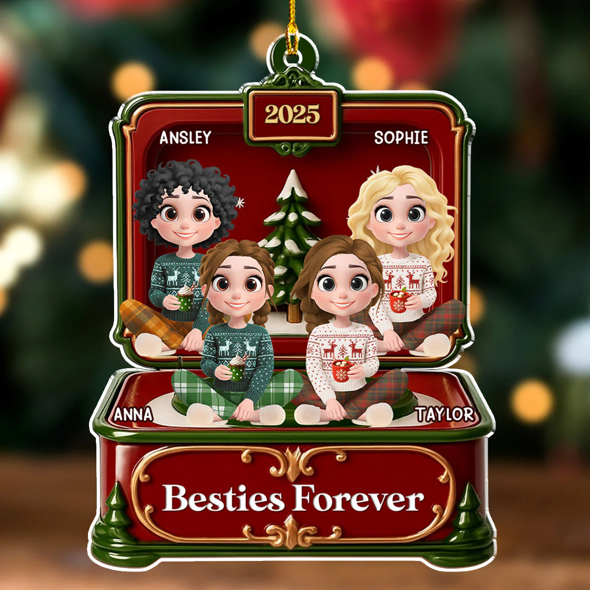 Sisters Forever - Personalized Custom Acrylic Ornament - Image 5