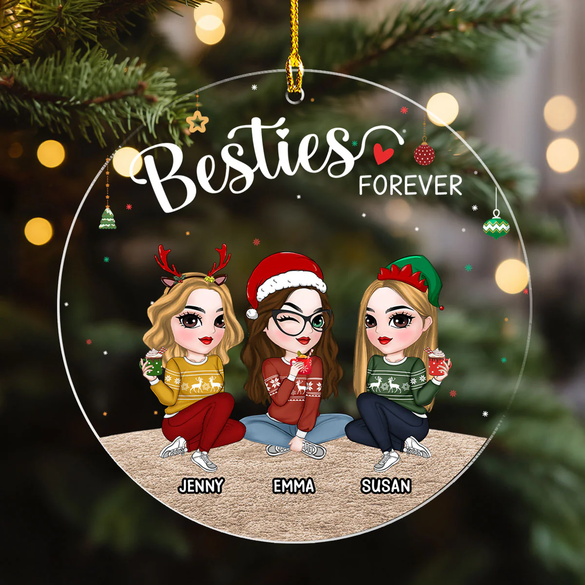 Sisters Forever - Personalized Custom Acrylic Ornament - Image 4