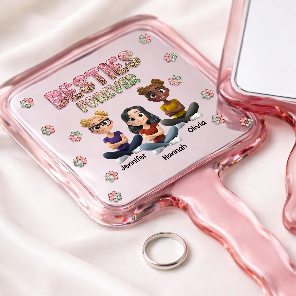 Sisters Forever - Personalized Custom Handheld Mirror - Image 2