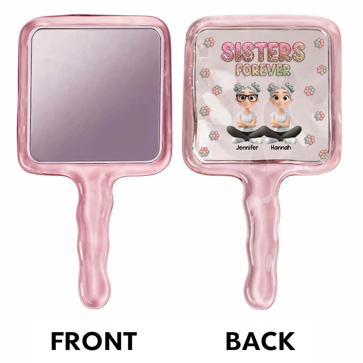Sisters Forever - Personalized Custom Handheld Mirror - Image 6