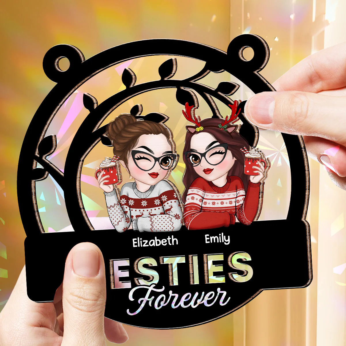 Sisters Forever - Personalized Custom Rainbow Suncatcher - Image 2
