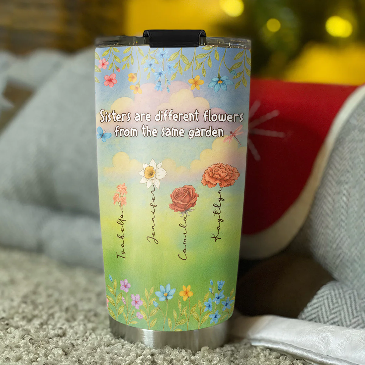 Sisters Grow Together In Beauty - Personalized Custom Tumbler - Image 3