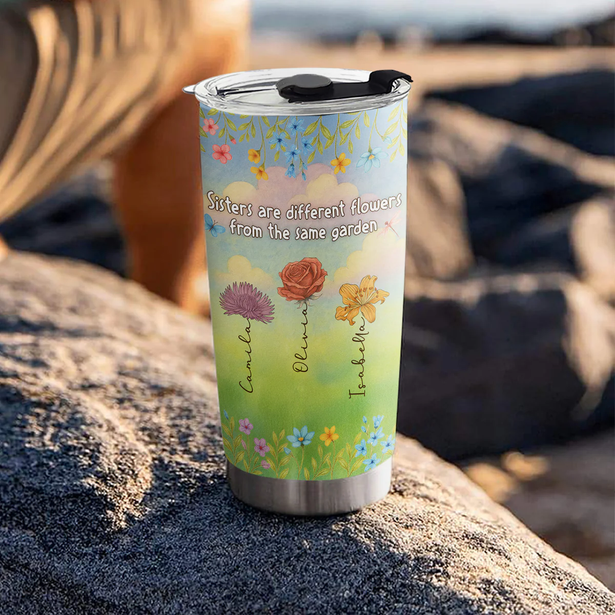 Sisters Grow Together In Beauty - Personalized Custom Tumbler - Image 4