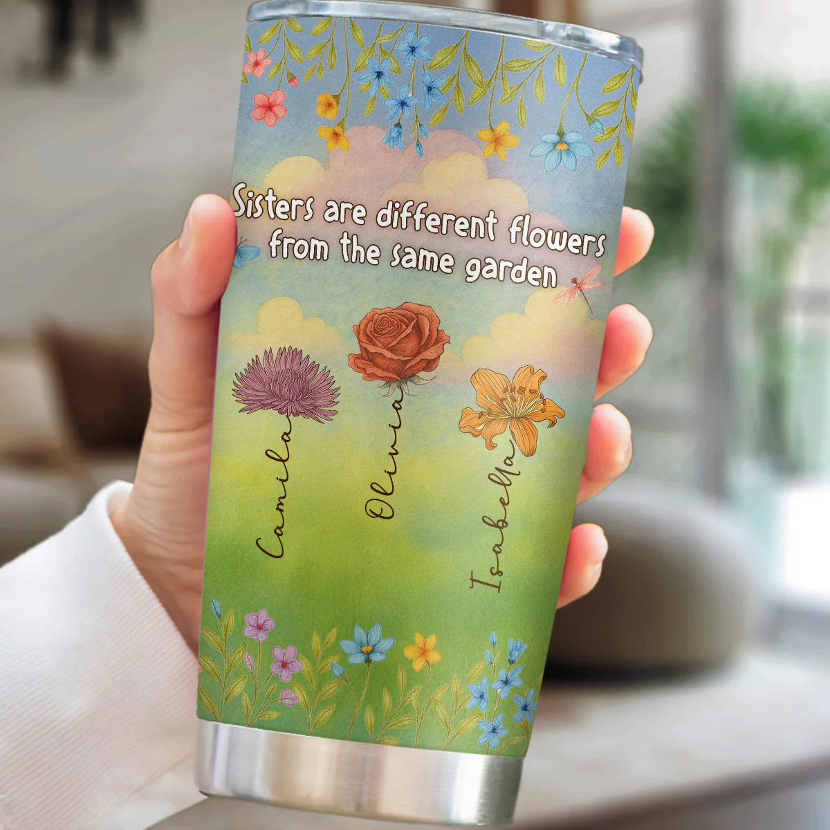 Sisters Grow Together In Beauty - Personalized Custom Tumbler - Image 5