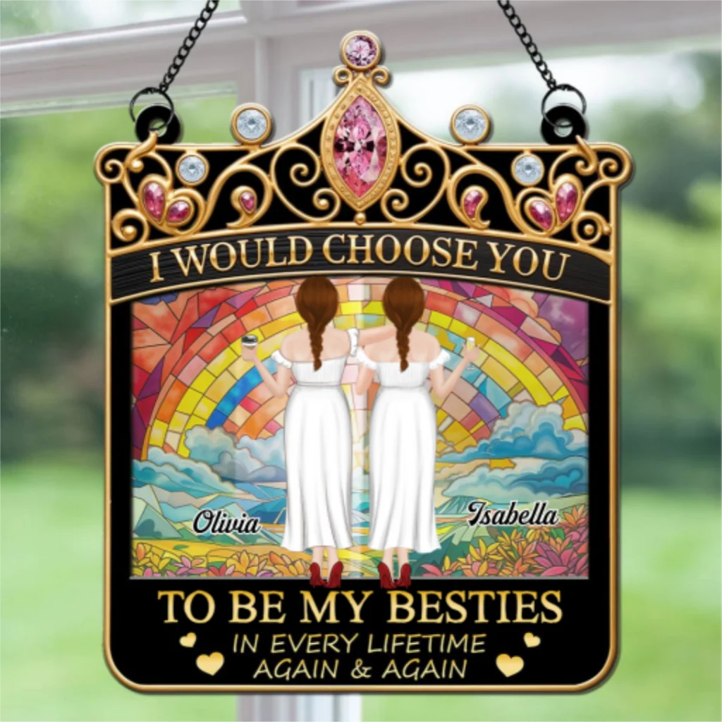 Sisters Holiday Cheer - Personalized Custom Suncatcher - Image 7