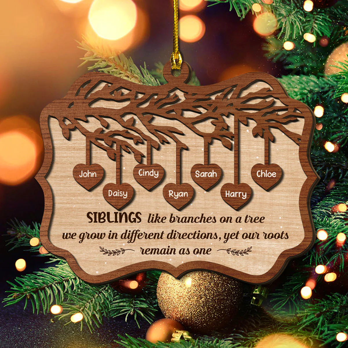 Sisters Like Branches On A Tree - Personalized Custom 2-Layered Wood Ornament - Image 3