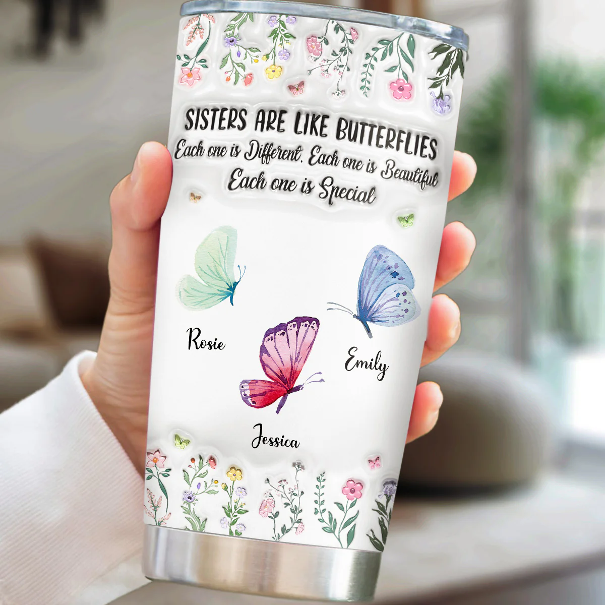 Sisters Make Life More Beautiful - Personalized Custom 3D Inflated Effect Tumbler - Image 2
