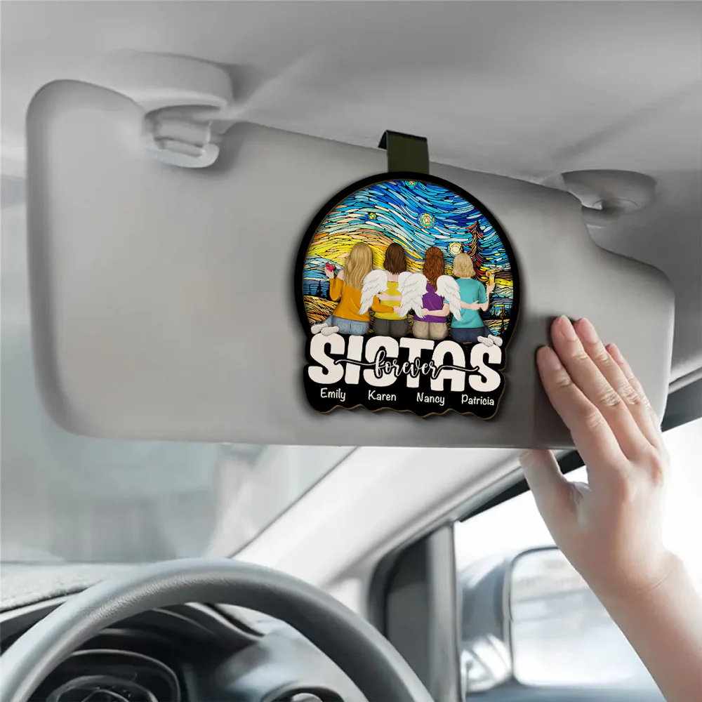 Friends Sitting Together - Personalized Custom Car Visor Clip - Image 3