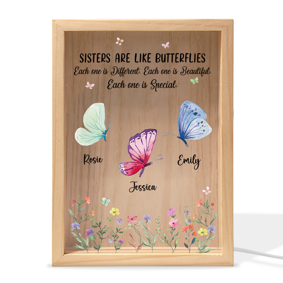 Sisters Shine Like Butterfly - Personalized Custom Frame Light Box - Image 2