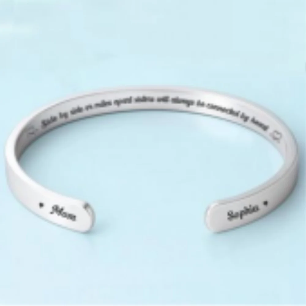 Sisters Will Always Be Connected - Personalized Custom Bracelet Cuff - Image 6