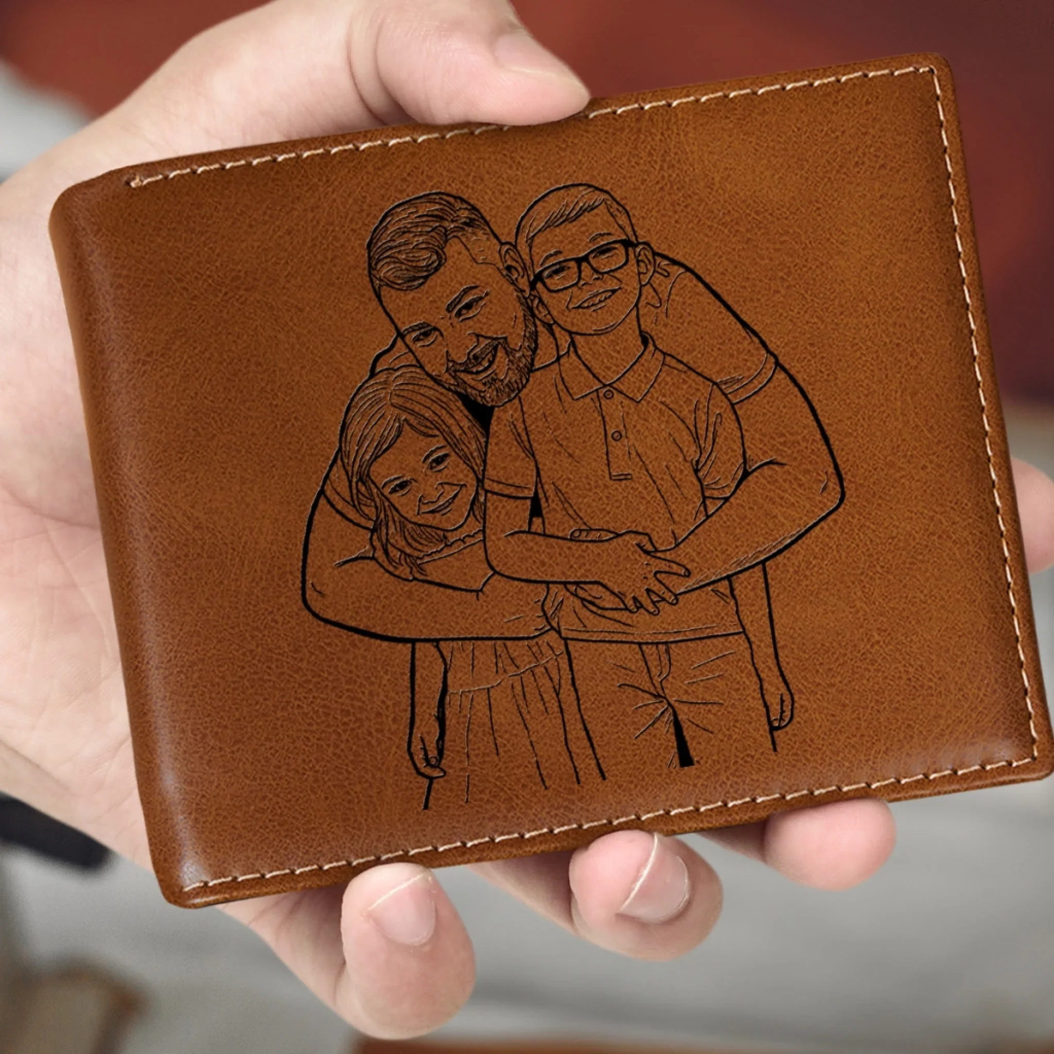 Sketch Art Custom Photo - Personalized Custom Printed Men Leather Wallet - Image 2