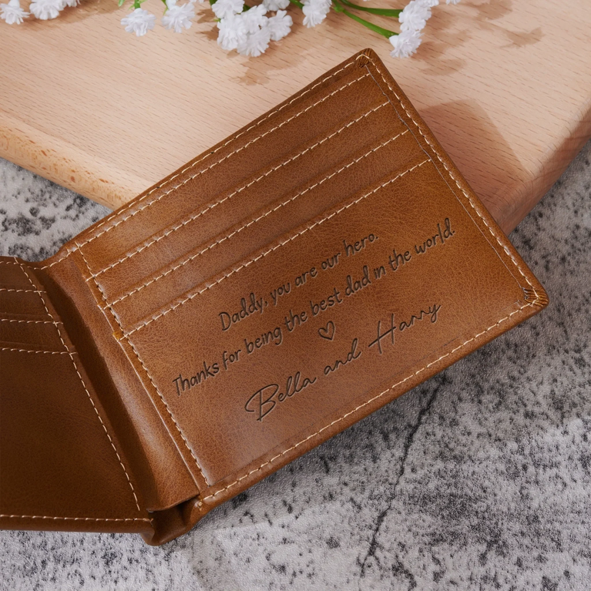 Sketch Art Custom Photo - Personalized Custom Printed Men Leather Wallet - Image 3