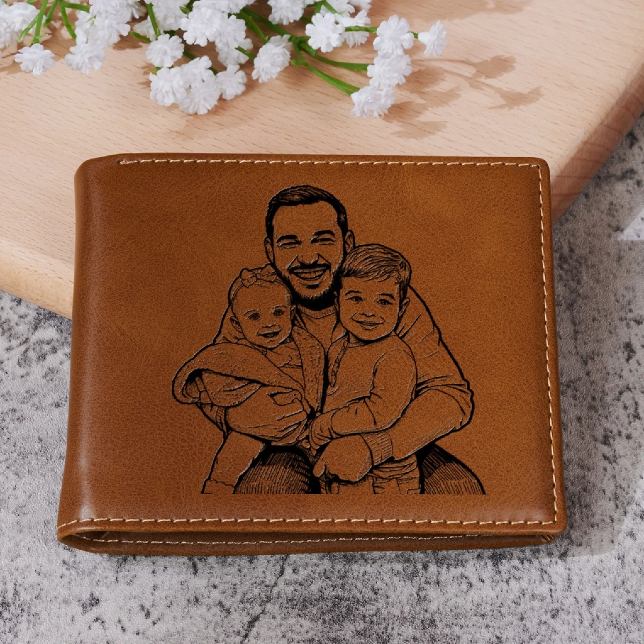 Sketch Art Custom Photo - Personalized Custom Printed Men Leather Wallet - Image 4