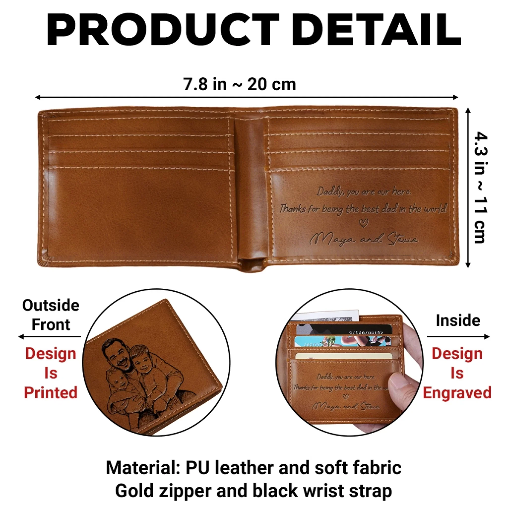Sketch Art Custom Photo - Personalized Custom Printed Men Leather Wallet - Image 6