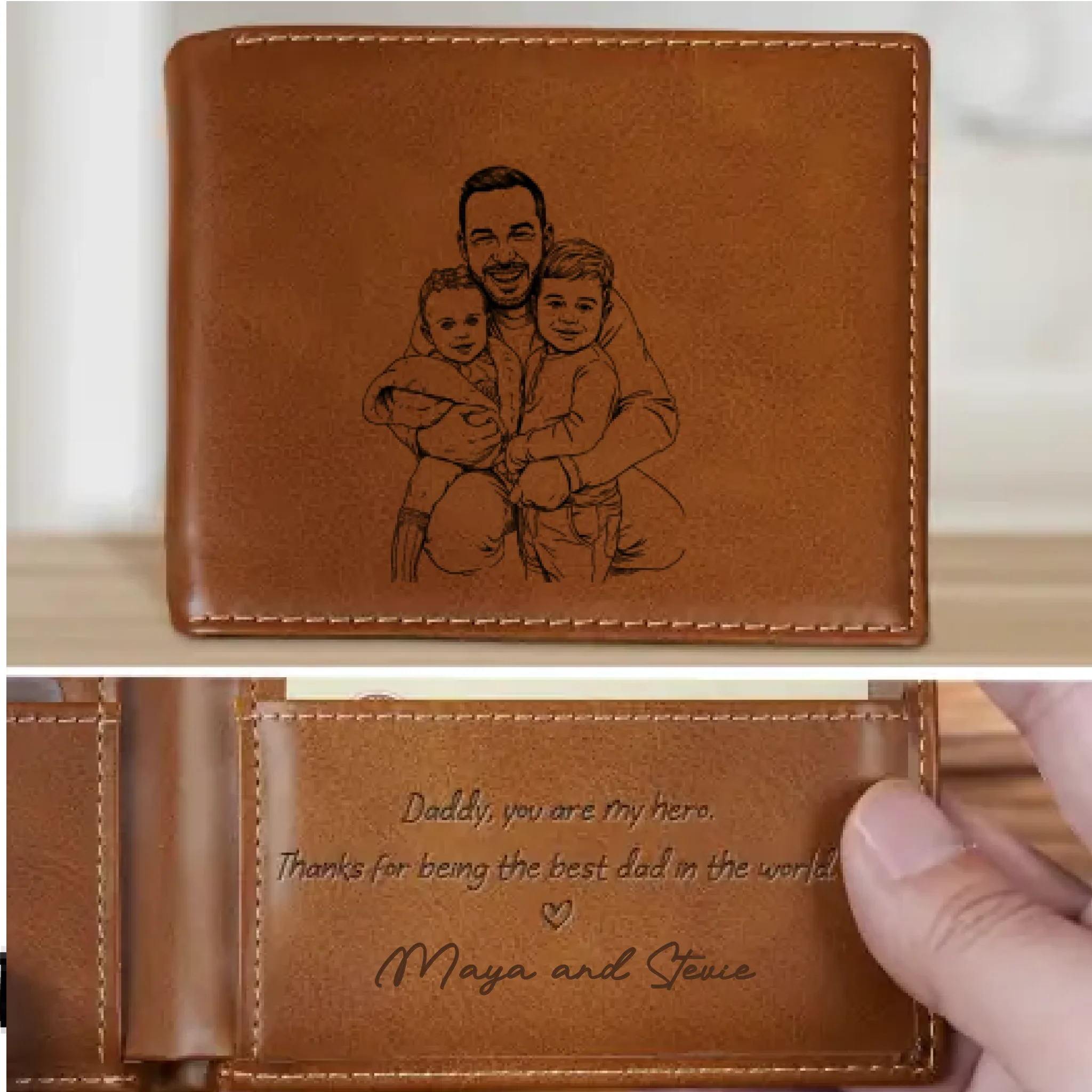 Sketch Art Custom Photo - Personalized Custom Printed Men Leather Wallet - Image 7