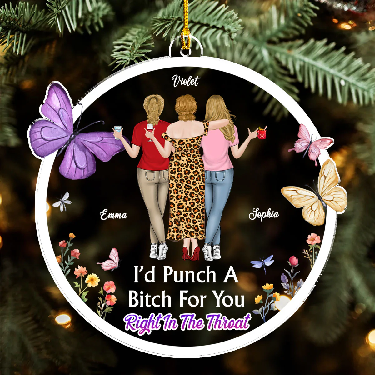 Slay Bestie Forever - Personalized Custom Acrylic Ornament - Image 3