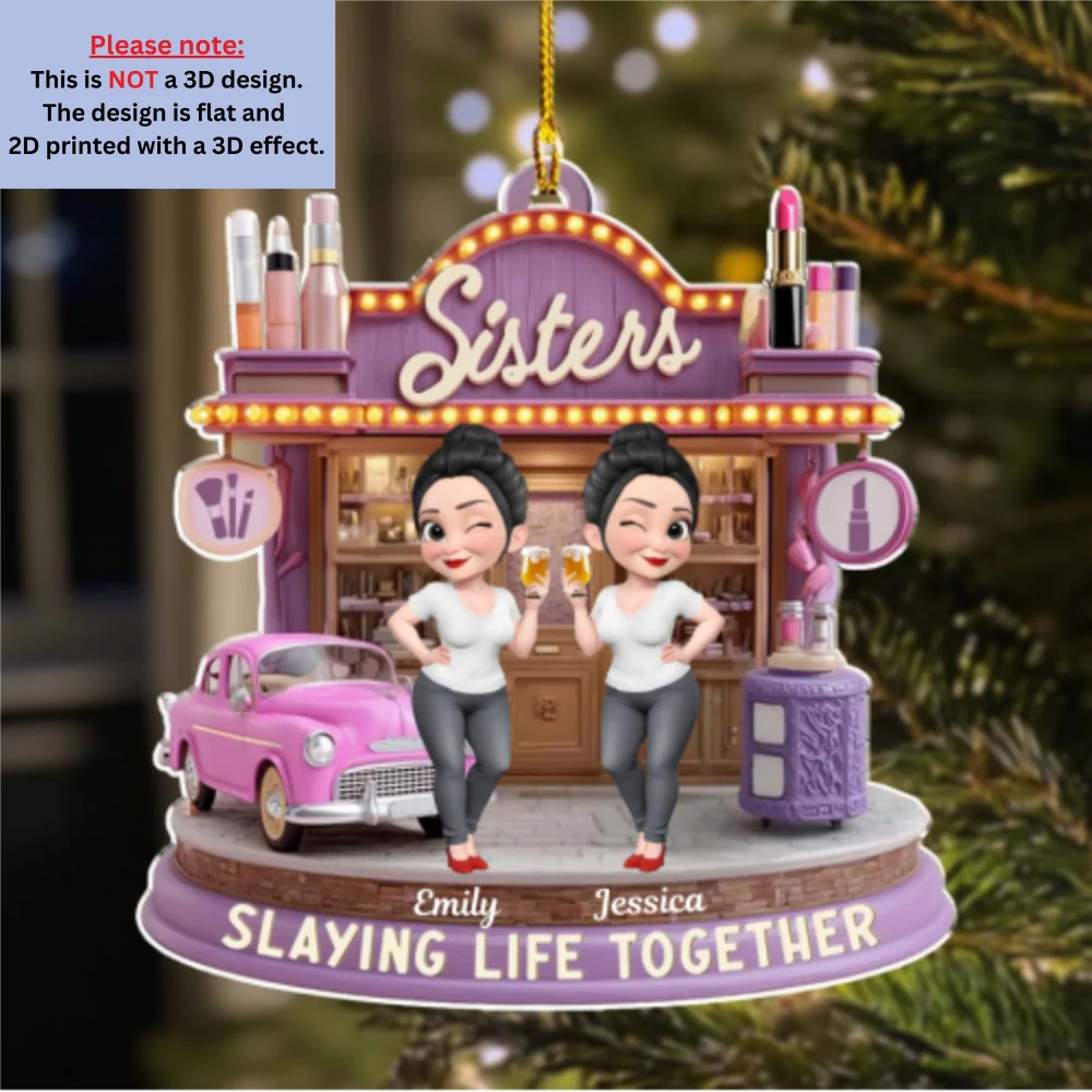 Slaying Life Together - Personalized Custom Acrylic Ornament - Image 6