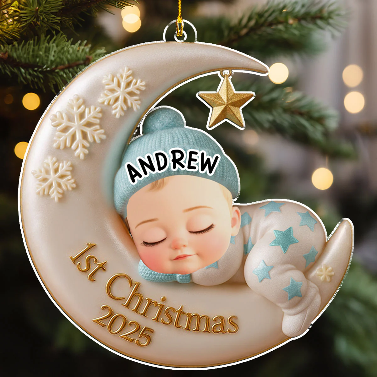 Sleep Baby Custom Face - Personalized Custom Acrylic Ornament - Image 3