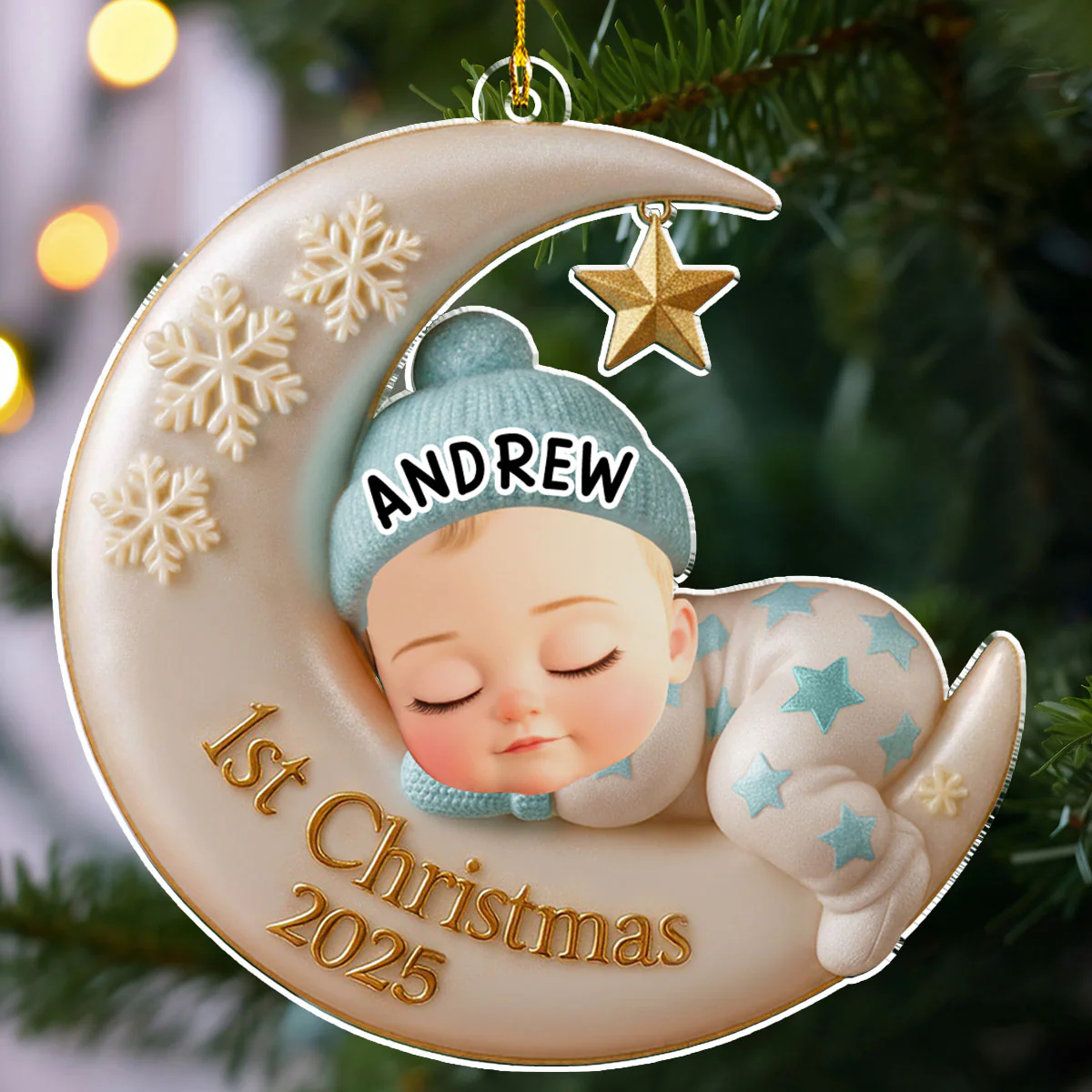 Sleep Baby Custom Face - Personalized Custom Acrylic Ornament - Image 4