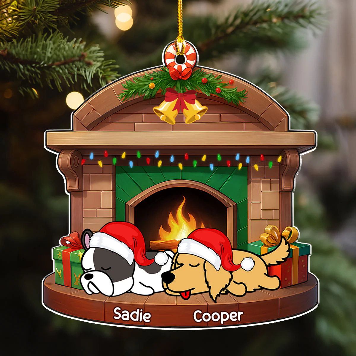 Sleeping Dog Christmas - Personalized Custom Acrylic Ornament - Image 4