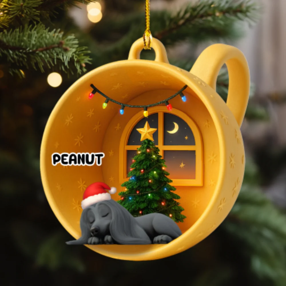 Sleeping Dog Cupcake - Personalized Custom Acrylic Ornament - Image 6