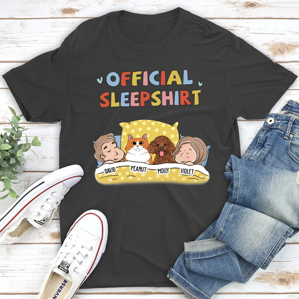 Sleeping Pet Sleepshirt Couple - Personalized Custom Unisex T-shirt - Image 3