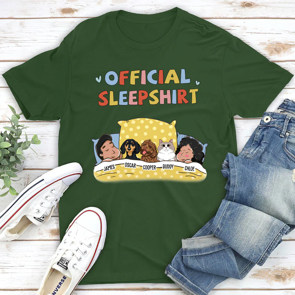 Sleeping Pet Sleepshirt Couple - Personalized Custom Unisex T-shirt - Image 4