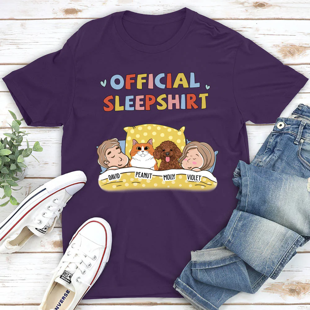 Sleeping Pet Sleepshirt Couple - Personalized Custom Unisex T-shirt - Image 5