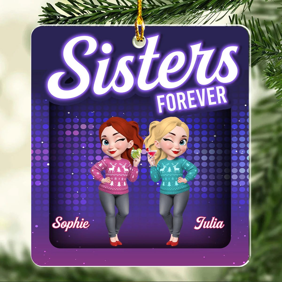 Sleigh Rides And Bestie - Personalized Custom Acrylic Ornament - Image 4