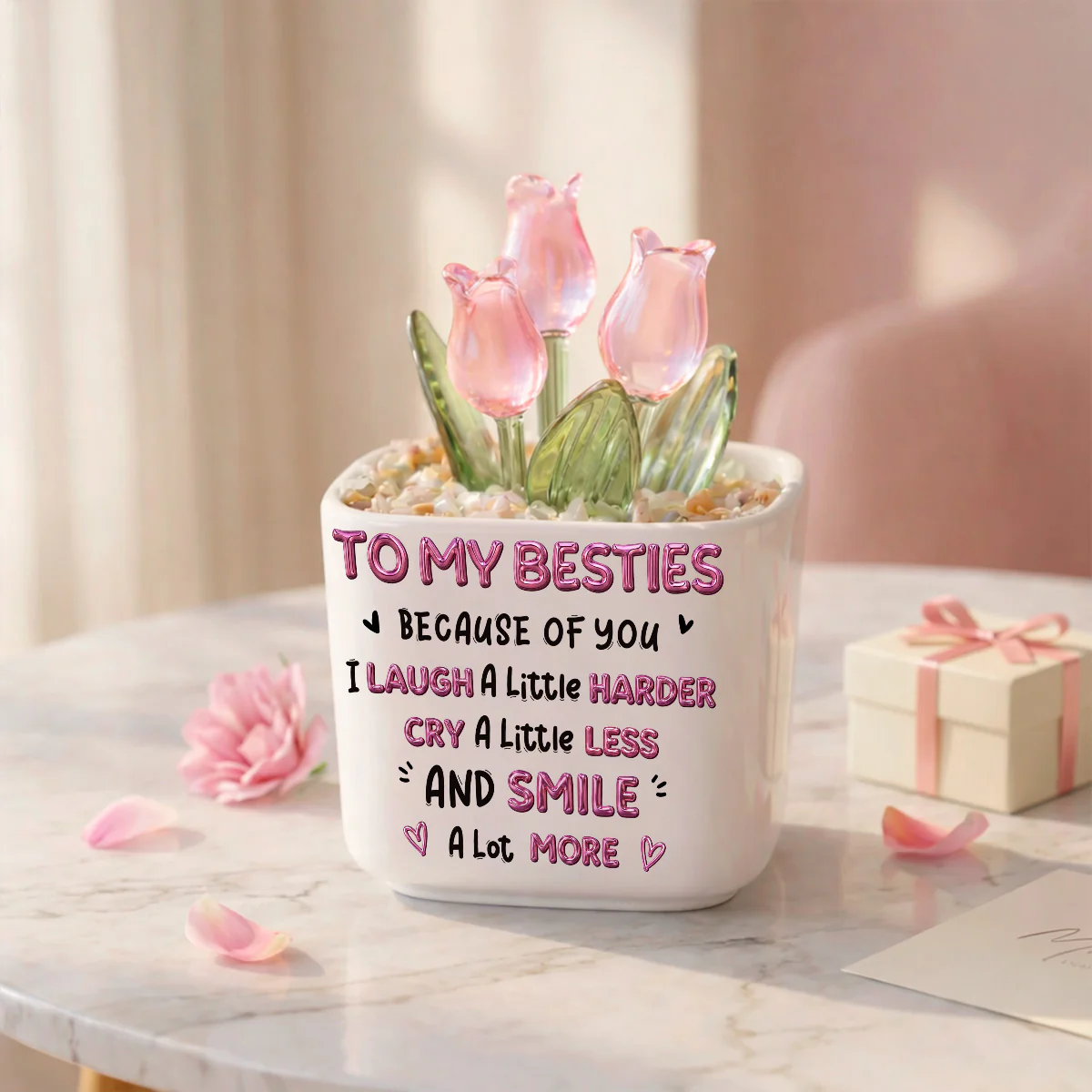 Smile More - Personalized Custom Glass Everlasting Tulips - Image 6