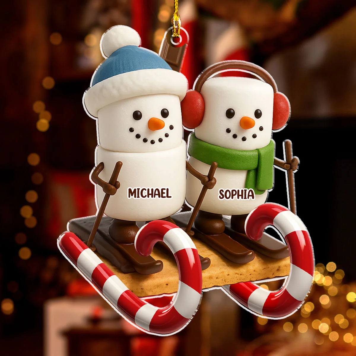 Smore Snowman Sled - Personalized Custom Acrylic Ornament - Image 2