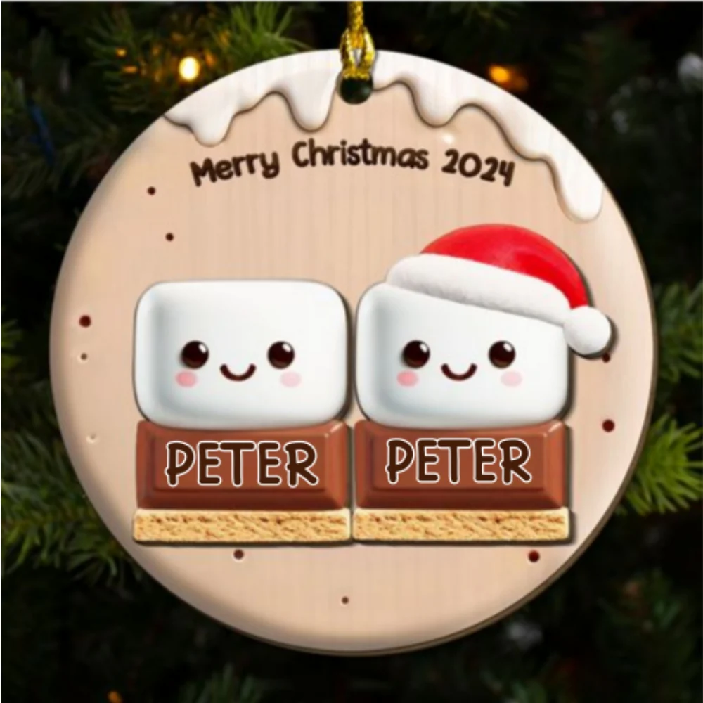 Smores Family - Personalized Custom Freeshape 2-Layered Wood Ornament - Image 5