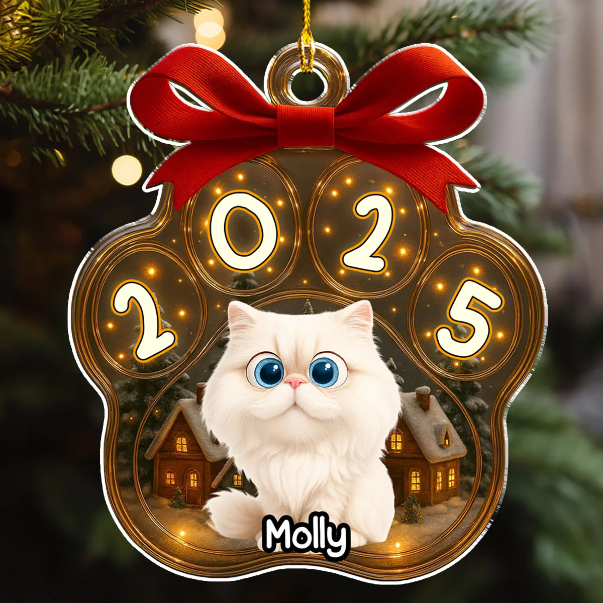 Snow All Over Here Meow Ver - Personalized Custom 3D Inflated Effect Acrylic Ornament