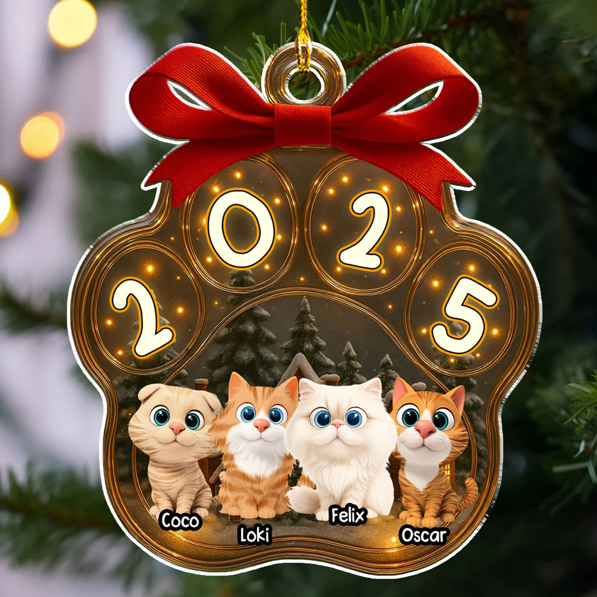 Snow All Over Here Meow Ver - Personalized Custom 3D Inflated Effect Acrylic Ornament - Image 4