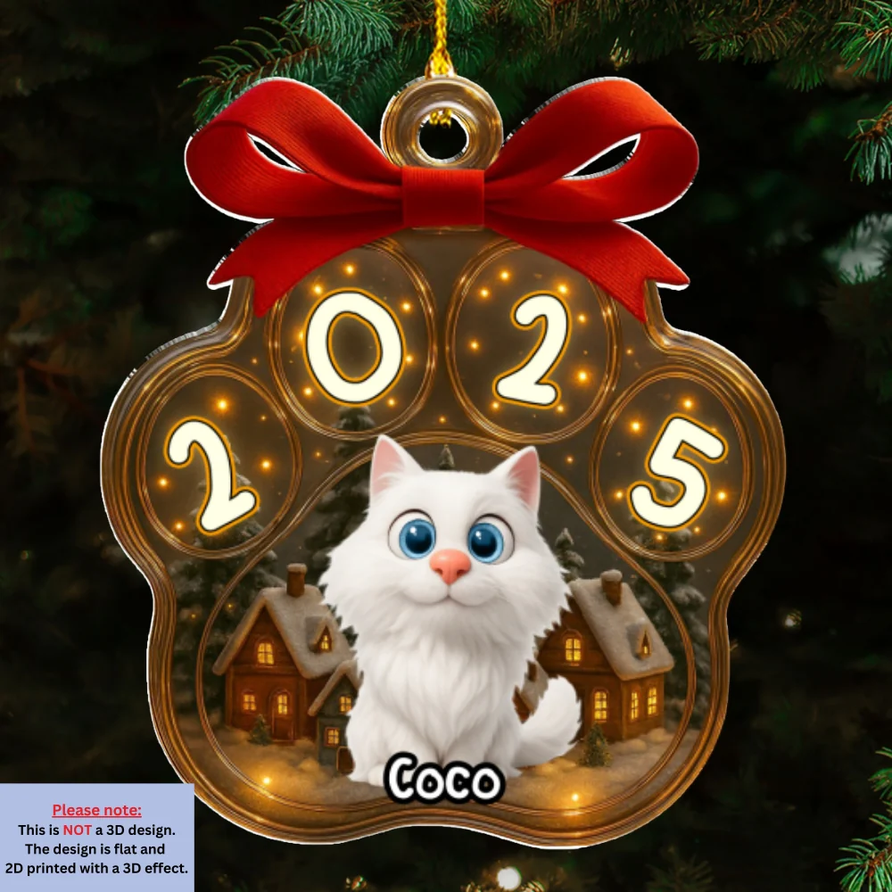 Snow All Over Here Meow Ver - Personalized Custom 3D Inflated Effect Acrylic Ornament - Image 6