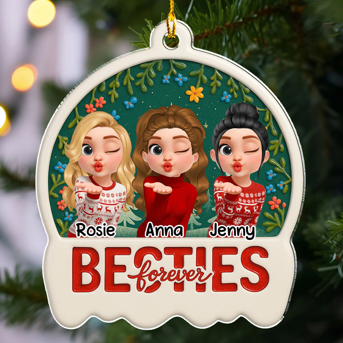 Snow Besties - Personalized Custom Acrylic Ornament - Image 4