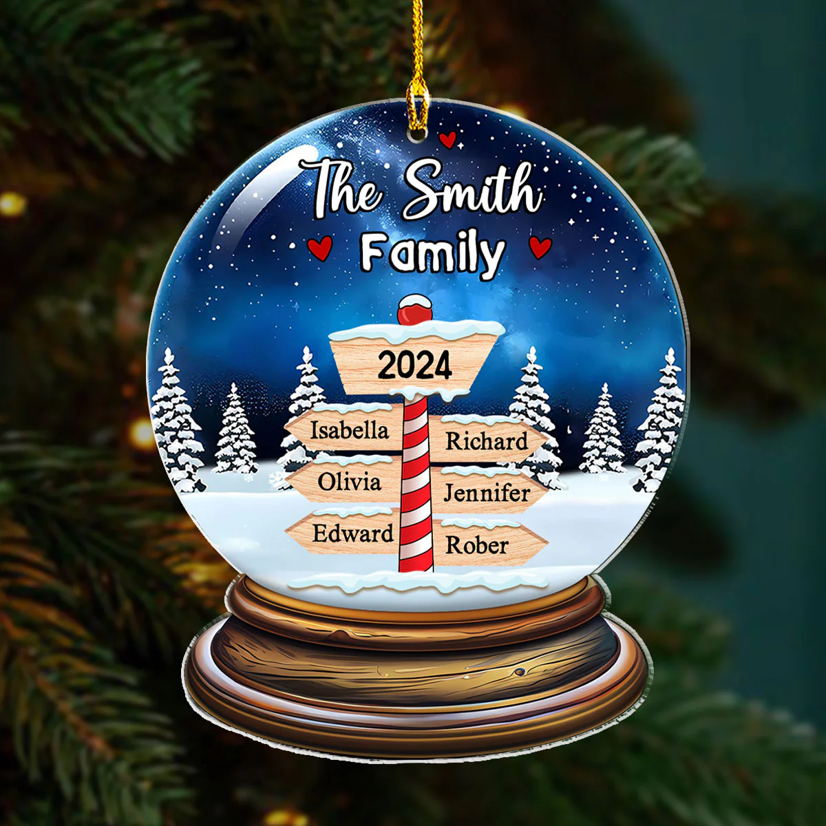 Snow Family - Personalized Custom Acrylic Ornament - Image 2